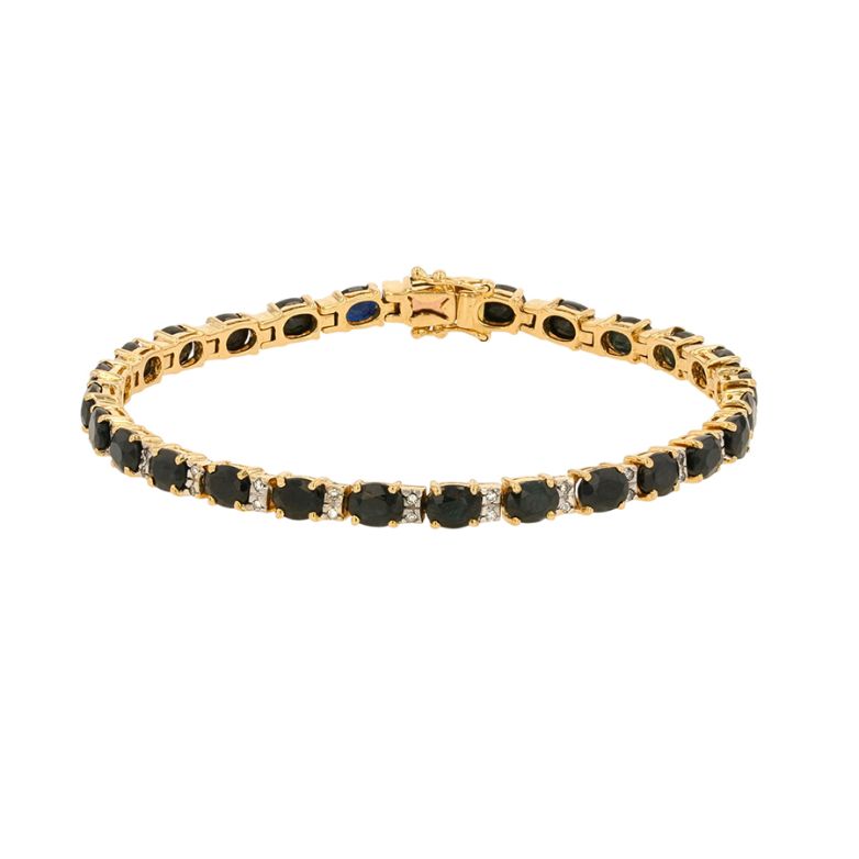 Bracelet saphirs 11.07 carats et diamants 0.27 carat or jaune 15.39g Comme neuf -  reconditionné disponible sur Gemme Les Bijoux
